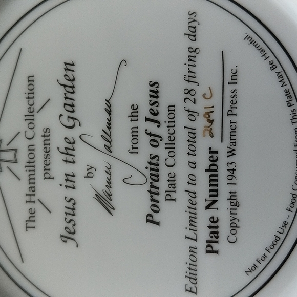 The Hamilton Collection: "Jesus in the Garden" Limited Edition Collector Plate - Picture 4 of 4